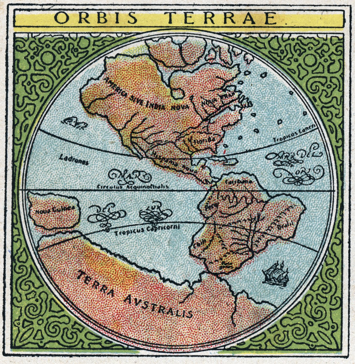 Tempo: orbis terrae. O globo terrestre com o Equador e os trópicos. Ilustração anônima de 1925. Coleção privada. de Anonymous Anonymous