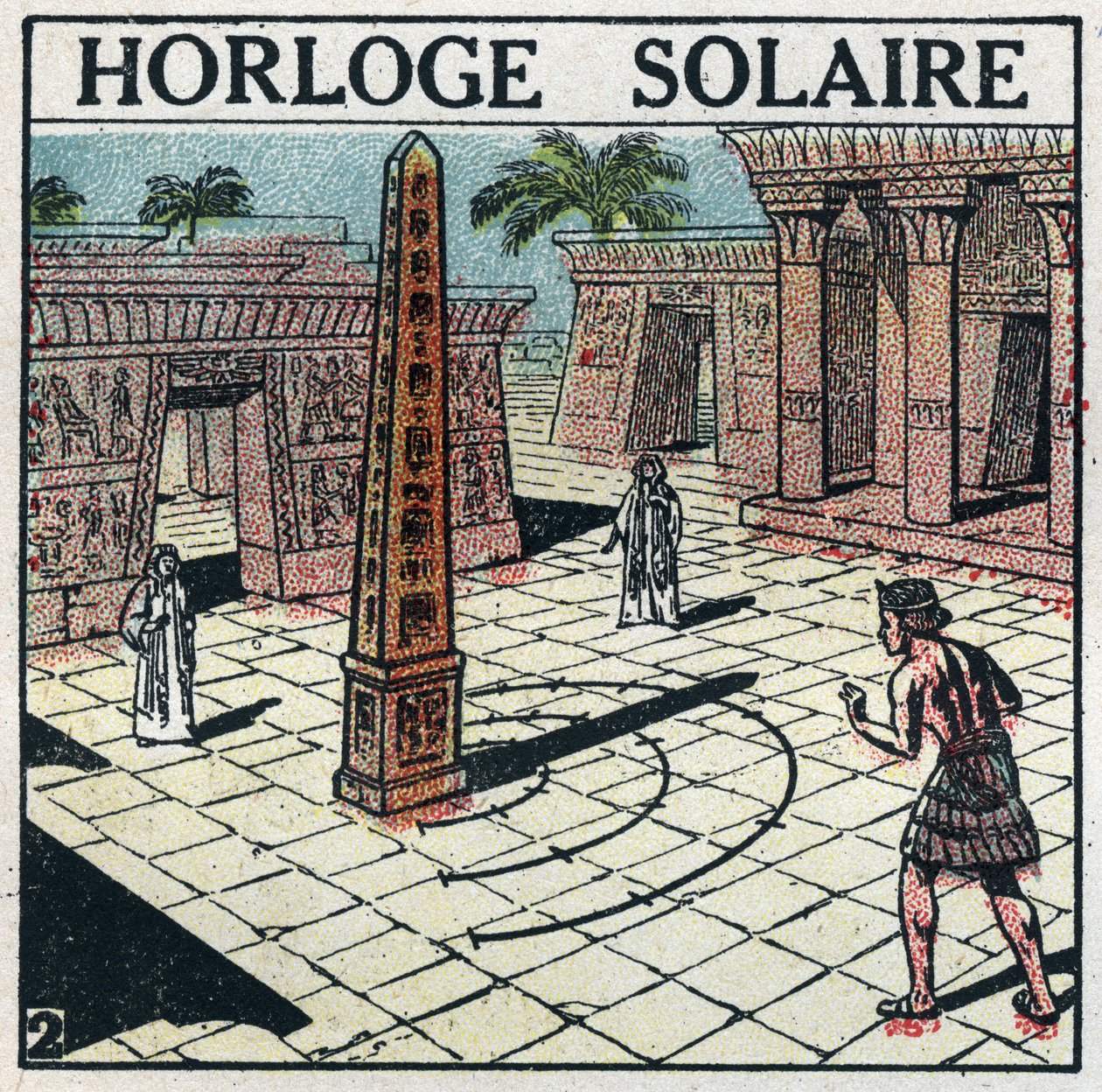 Tempo: relógio solar (relógio de sol) usado no antigo Egito. Ilustração anónima de 1925. Coleção privada. de Anonymous Anonymous