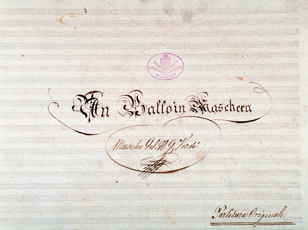 Página de título da primeira edição da partitura de Un ballo in maschera, ópera de Giuseppe Verdi de Anonymous Anonymous