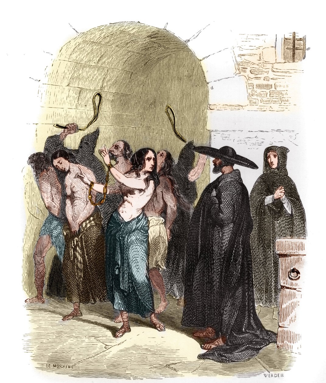 Tortura durante a Inquisição em Espanha, no século XVI: mulheres condenadas à pena de multa de fustiga. de Anonymous Anonymous