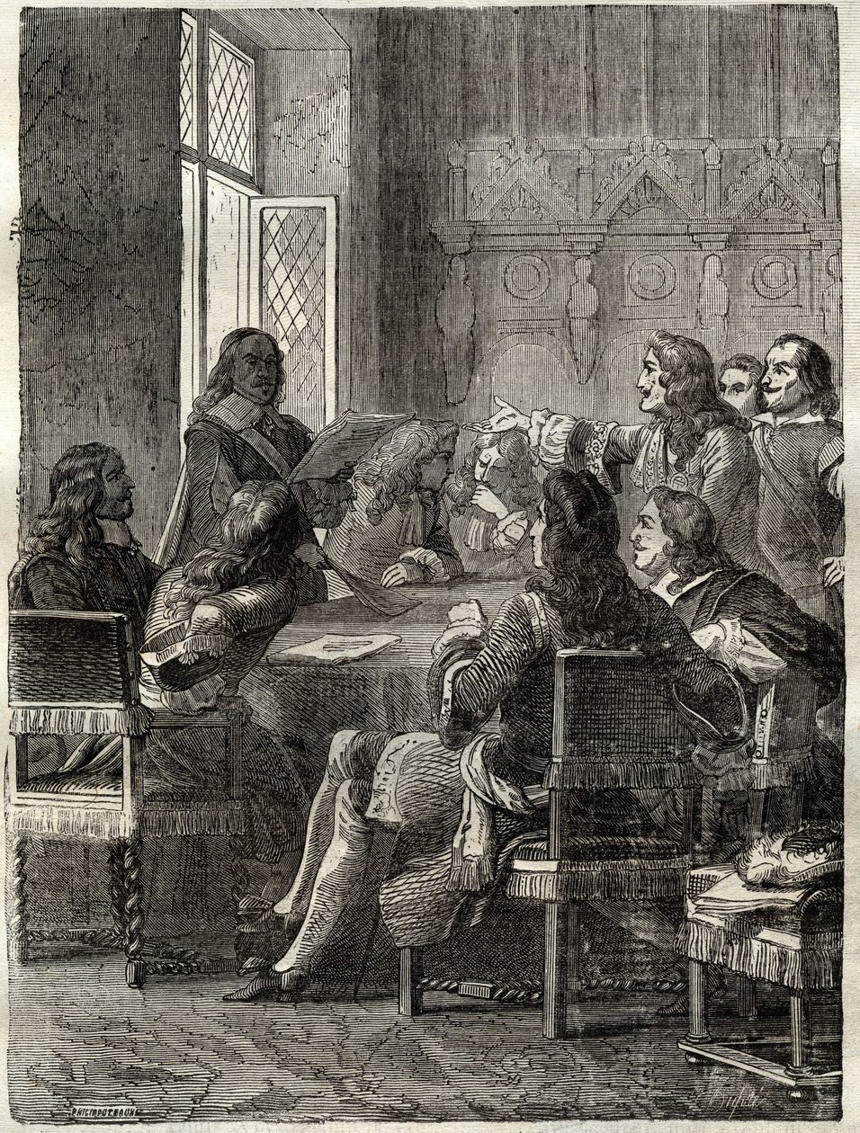 Tratado de Ryswick (O Tratado de Ryswick, 30 de Outubro de 1697) (fim da Guerra da Liga de Augsburgo entre Luís XIV e a Grande Aliança). Gravura do século XIX. Coleção privada. de Anonymous Anonymous