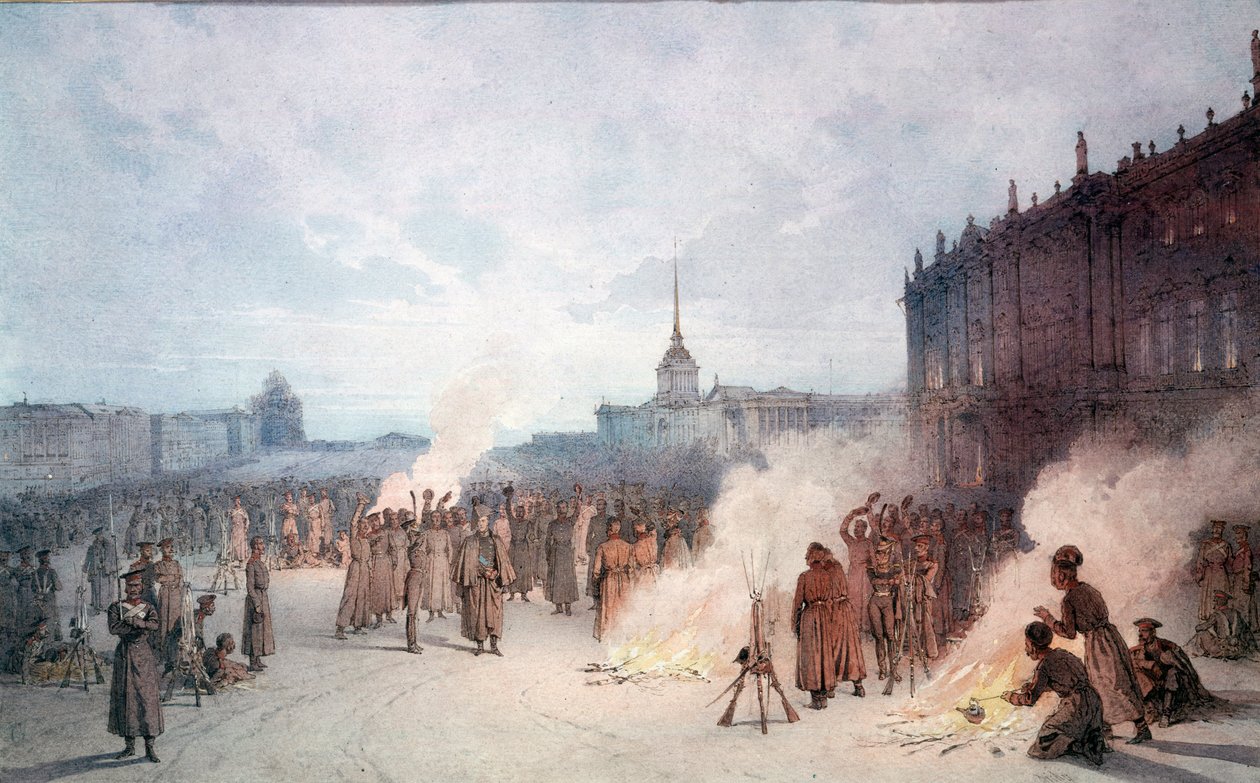 O czar Nicholas I e seus soldados durante o 14 de dezembro de Anonymous Anonymous