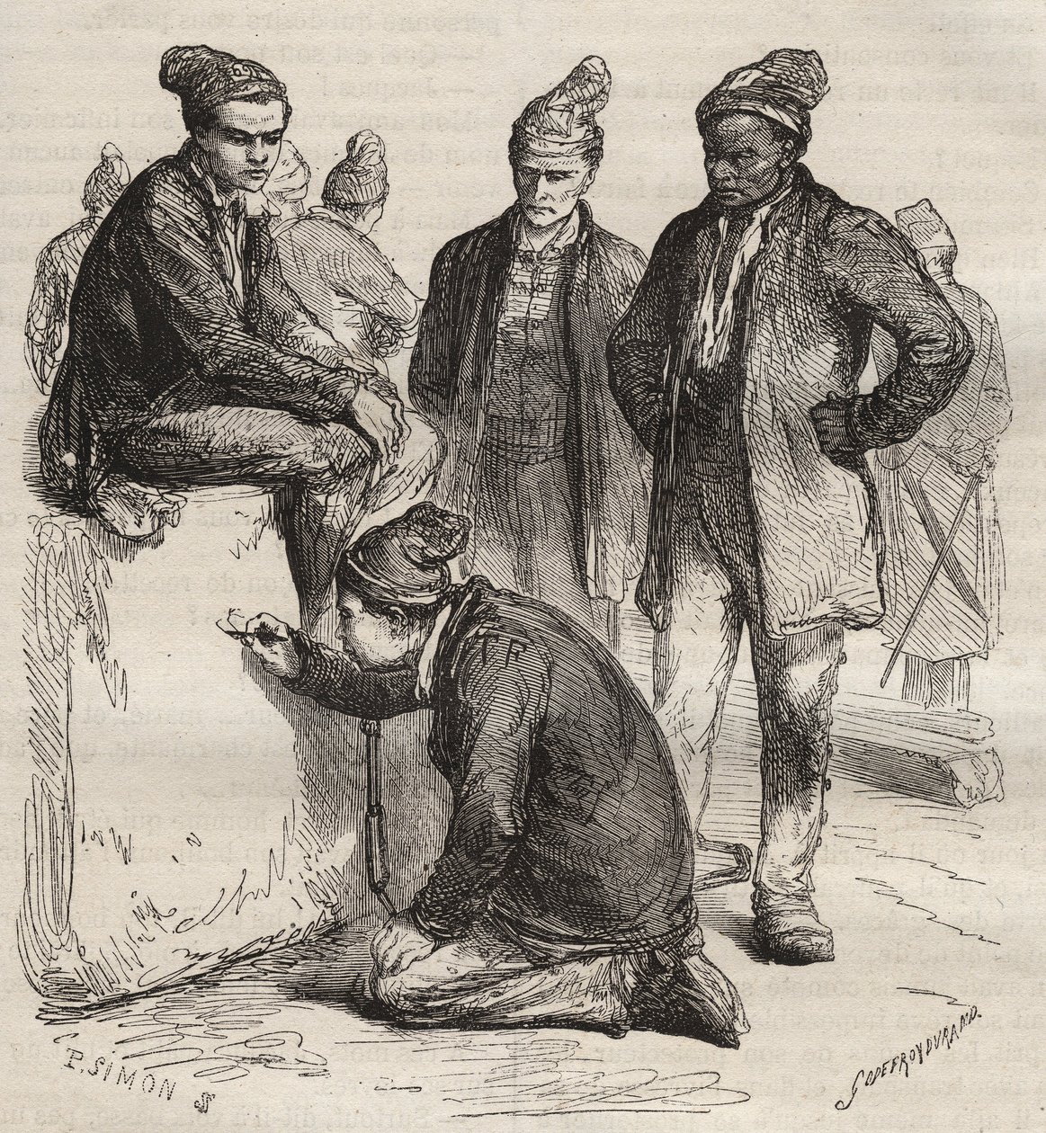 Tipos de galerias do Brest Bagne, no século XIX. Gravura em "Histoire des bagnes depuis leur création à nos jours" (1877) de Pierre Zaccone (1817-1895) (Colonia Penale - colônia penal). Coleção particular. de Anonymous Anonymous