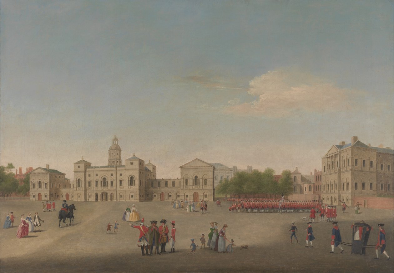 Vista de Horse Guards e Whitehall, c.1750 (óleo sobre tela) de Anonymous Anonymous