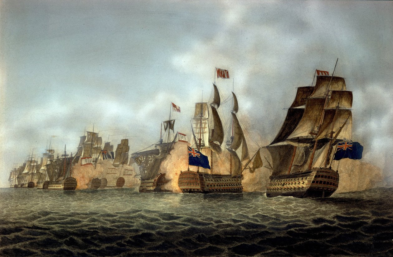 Vista da Batalha do Cabo Saint-Vincent em 14/02/1797 Gravura de 1798 de Anonymous Anonymous
