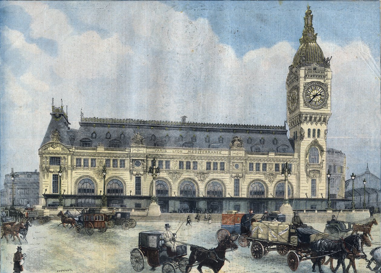 Vista da Gare de Lyon em Paris, em 1902. Gravura em "Le Peute Parisien". de Anonymous Anonymous
