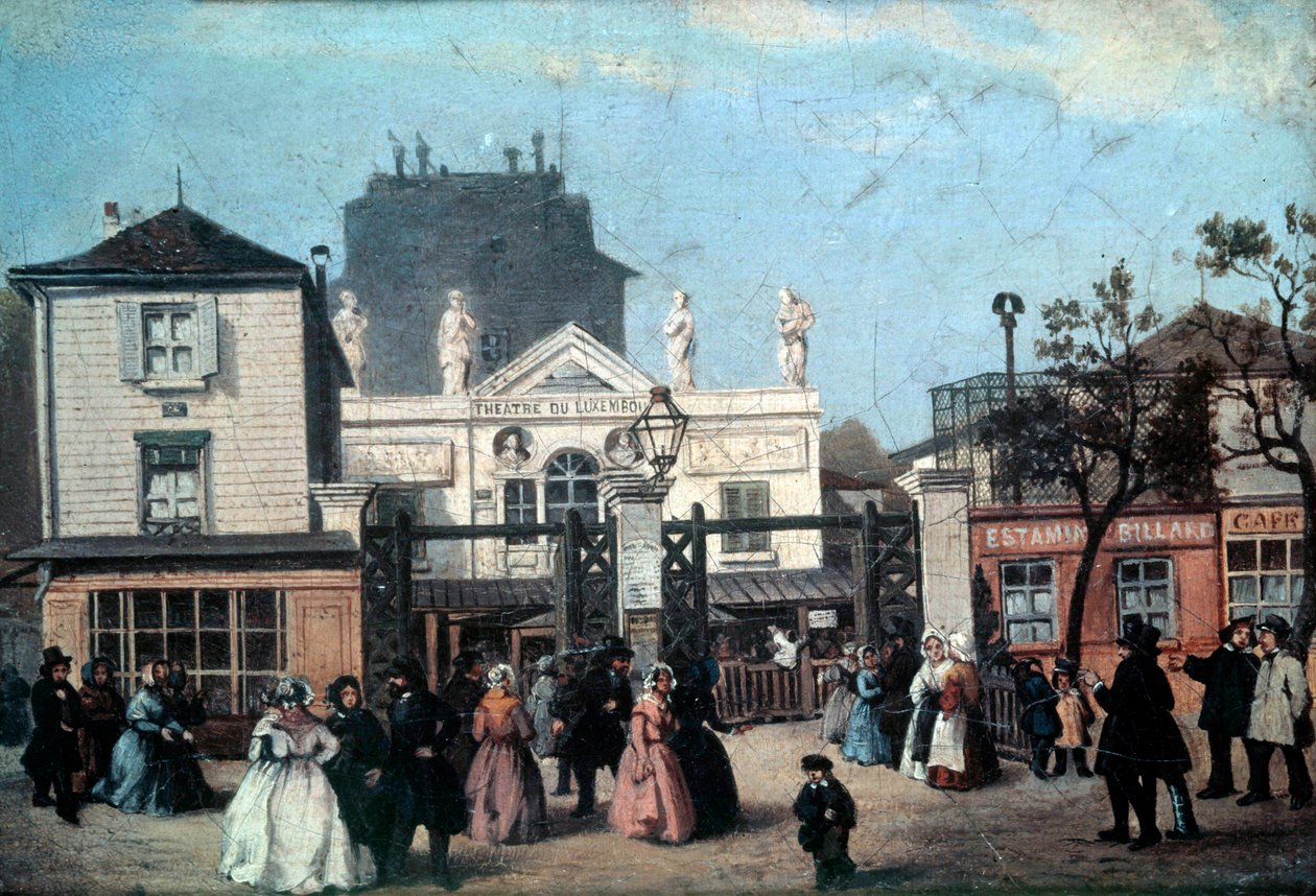 Vista do teatro luxemburguês chamado Bobino, rue de Fleurus em Paris Pintura anónima. 1845 Sol. 0,16x0,22 m Paris, Musee Carnavalet de Anonymous Anonymous