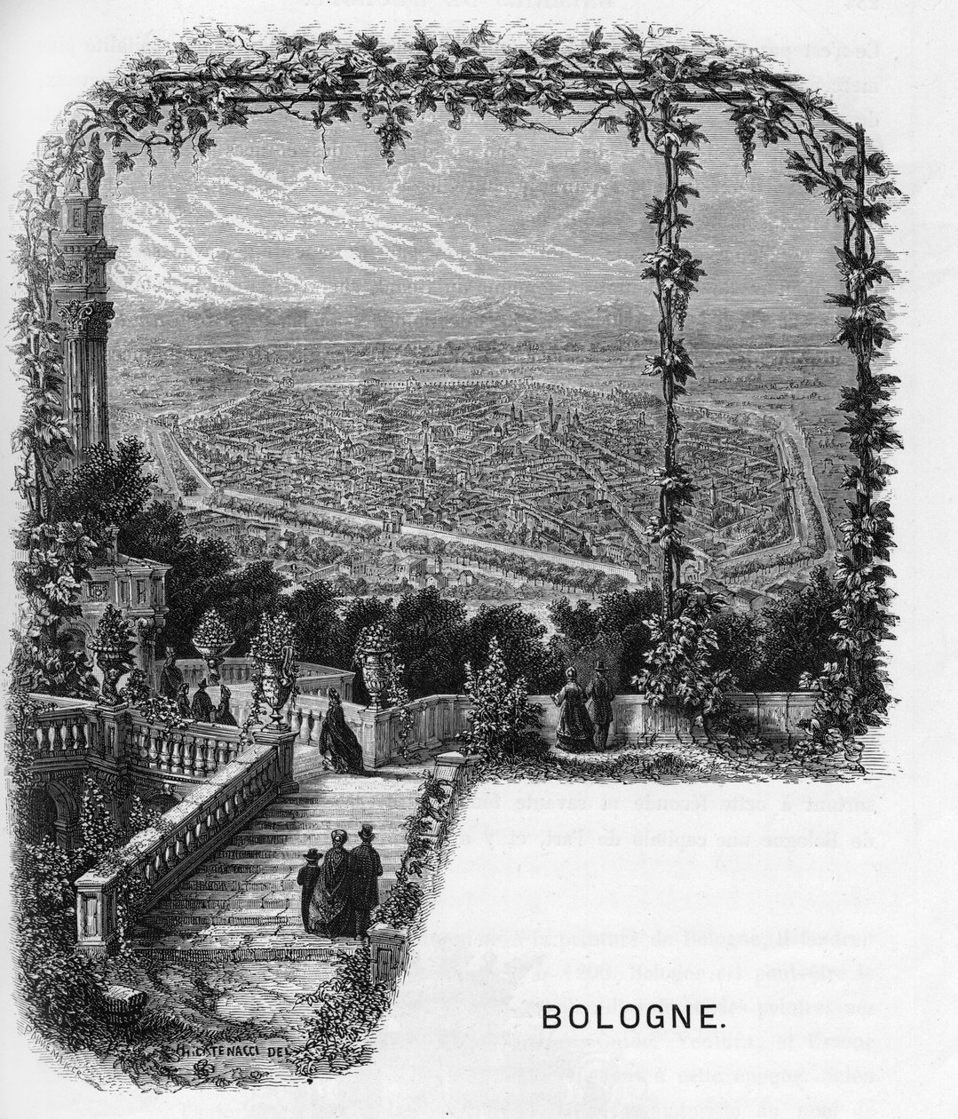 Vista da cidade de Bolonha (Bolonha), Itália gravada de 1859 nas "galerias da Europa - Itália" por armengaud. Coleção particular. de Anonymous Anonymous