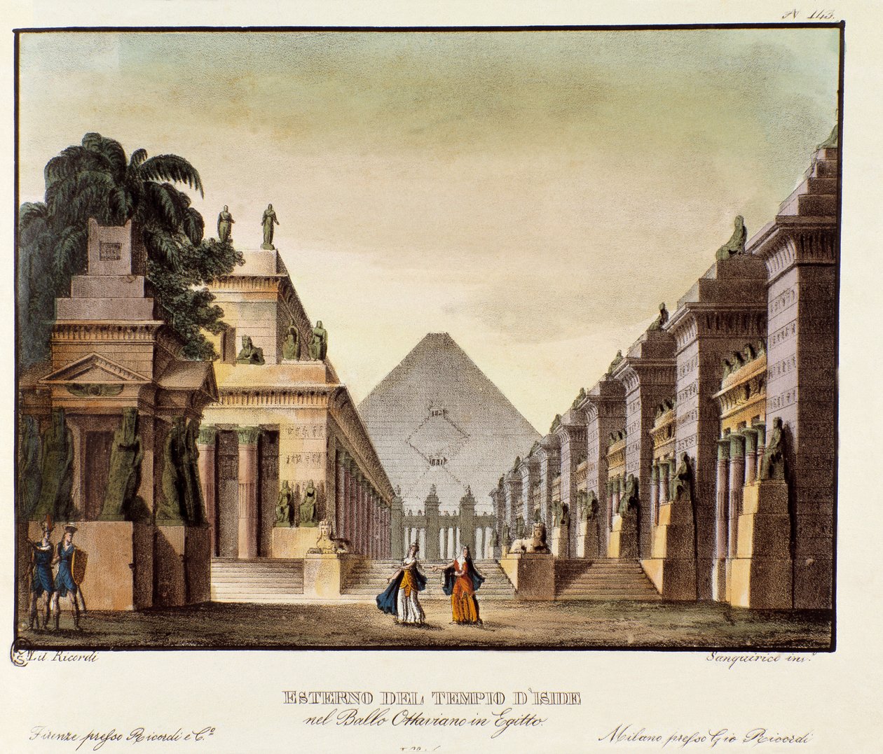 Vista do templo de Isis Cenografia para o ballet "Ottaviano in Egitto" do coreógrafo italiano Giovanni Galzerani (1780-1865) (1828). Litografia em "Raccolta di invenzioni sceniche del 1830 di Alessandro Sanquirico (1777-1849)". priva milanesa de Anonymous Anonymous
