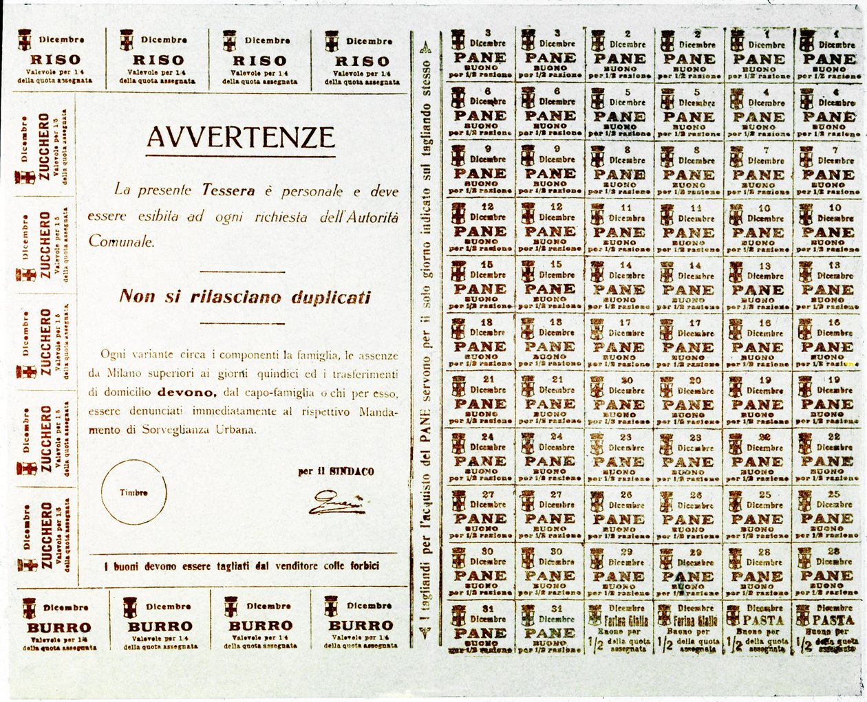 WWI: bilhetes de ração para pão, manteiga, açúcar e arroz (impresso, c.1914-1918) de Anonymous Anonymous