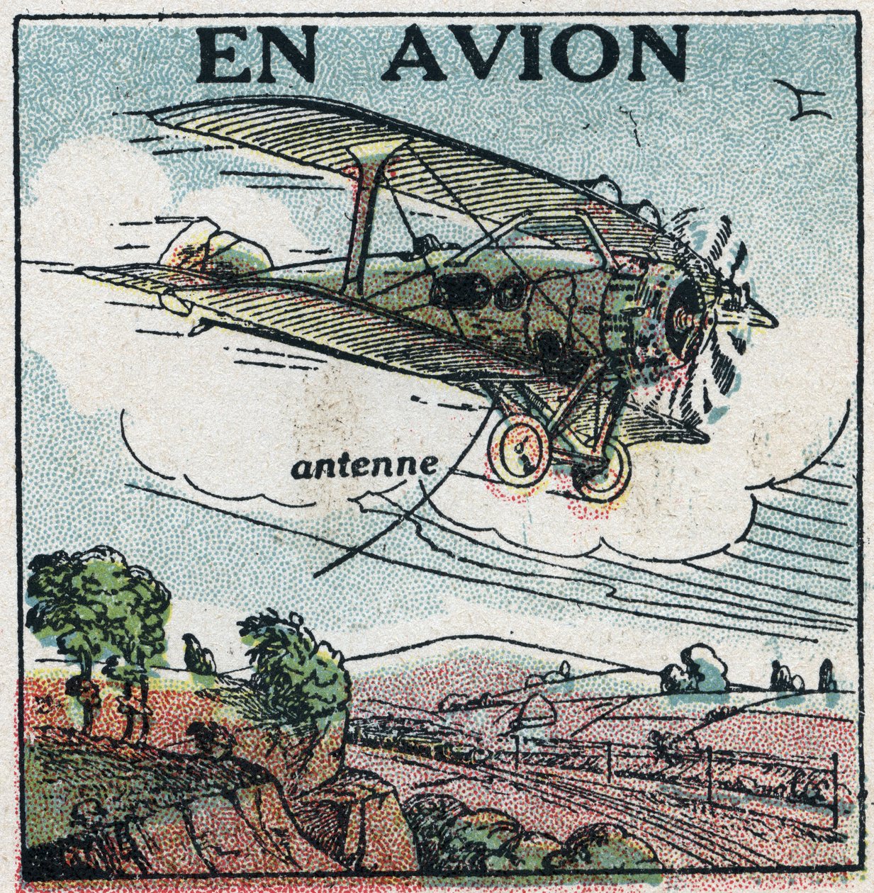 Telefonia sem fio: por avião. Ilustração anônima de 1925. Coleção privada. de Anonymous Anonymous
