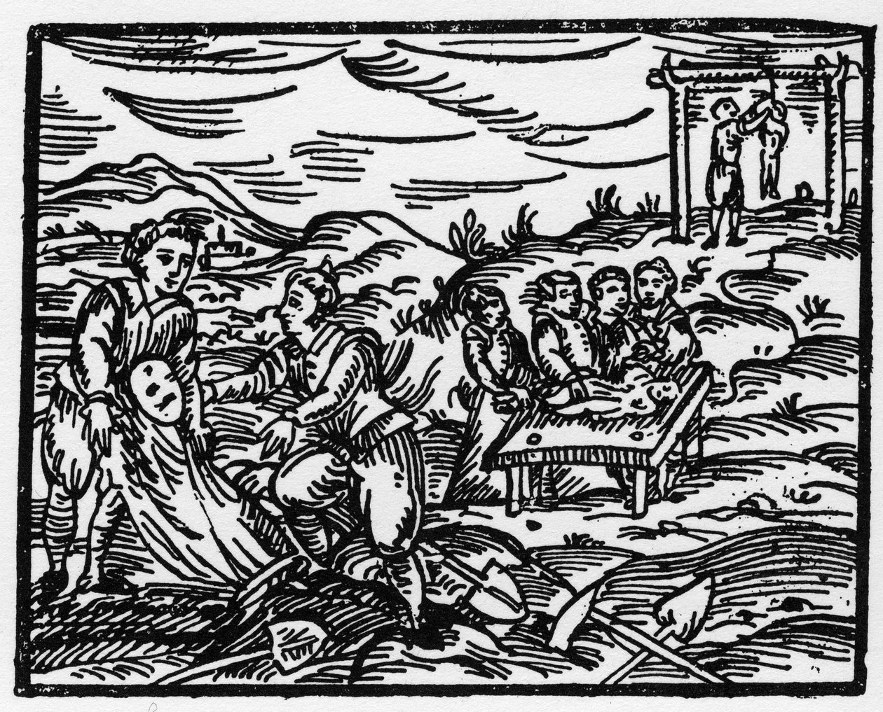 Bruxas dissuadindo os mortos num cemitério - "Compendium Maleficarum", trata das bruxas, do seu mal e das suas faculdades por Francesco Maria Guazzo ou Guaccio ou Guaccius (15?? -16??) 1608 Colecção Privada de Anonymous Anonymous