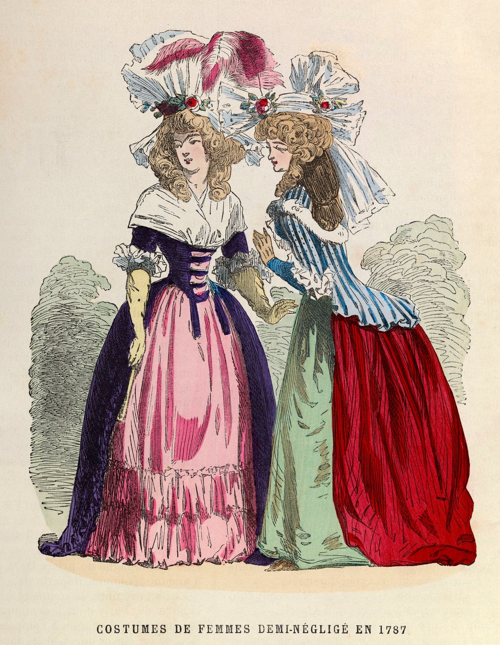 Fantasia feminina metade - negligência em 1787 - coleção privada de Anonymous Anonymous