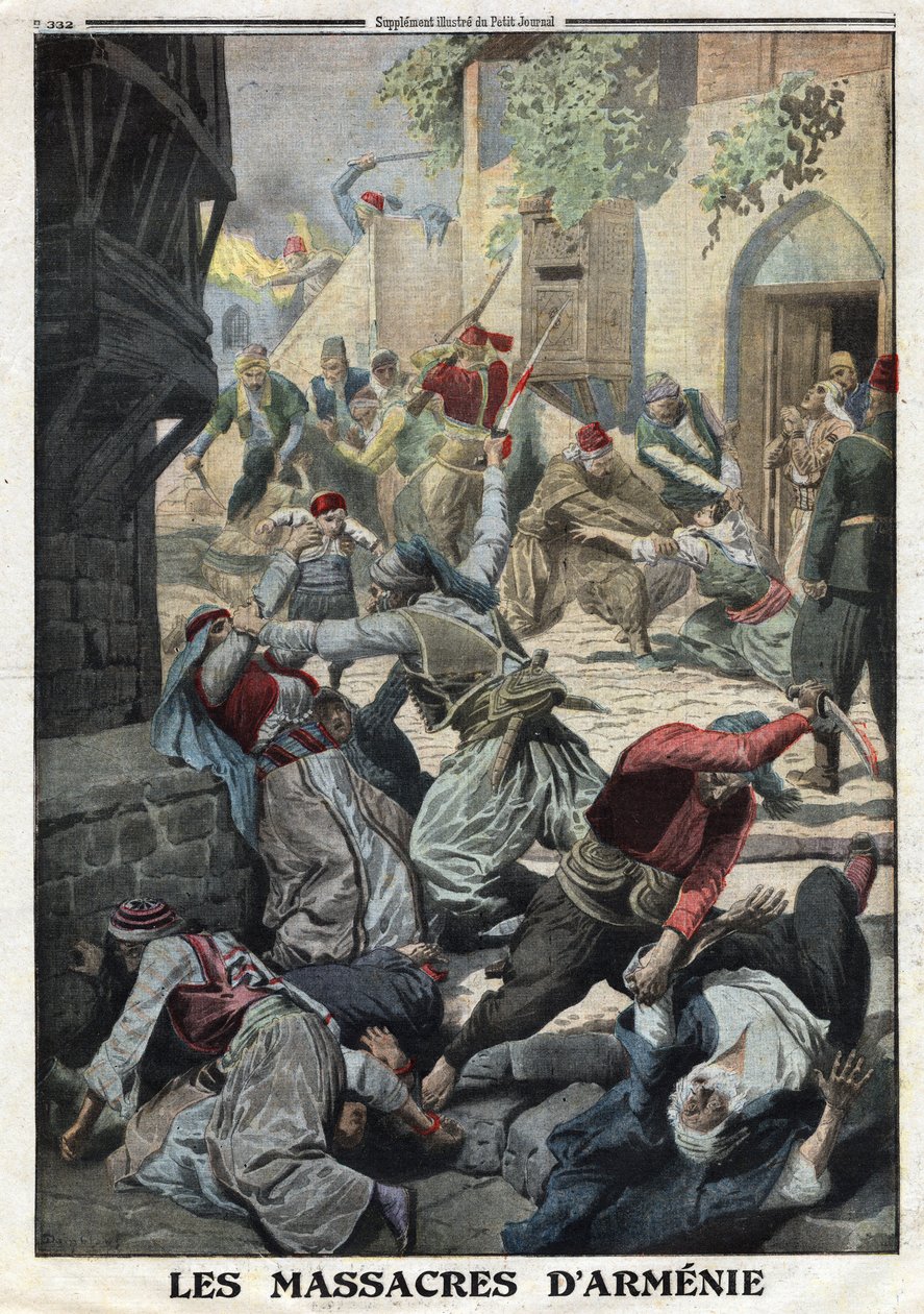 World War I, Armenian Genocide, Destruction of the Armenian population by Ottoman Turks, Ilustração do jornal francês Le Petite Journal, 12 de dezembro de Anonymous Anonymous