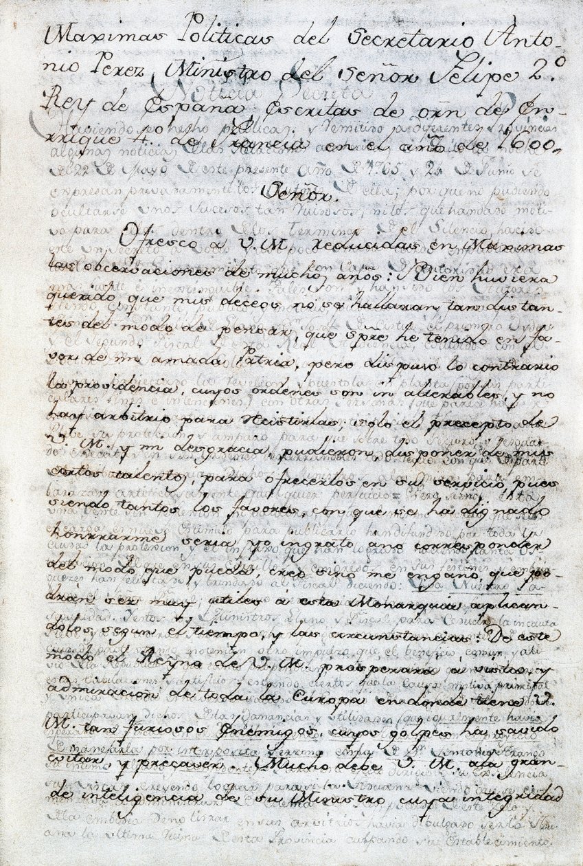 Política escrita por Antonio Perez (1540-1611). Secretário político espanhol do Rei Filipe II de Espanha. Equador, Quito. Bibiliotéca política do Equador de Aurélio Espinosa. de Anonymous Anonymous