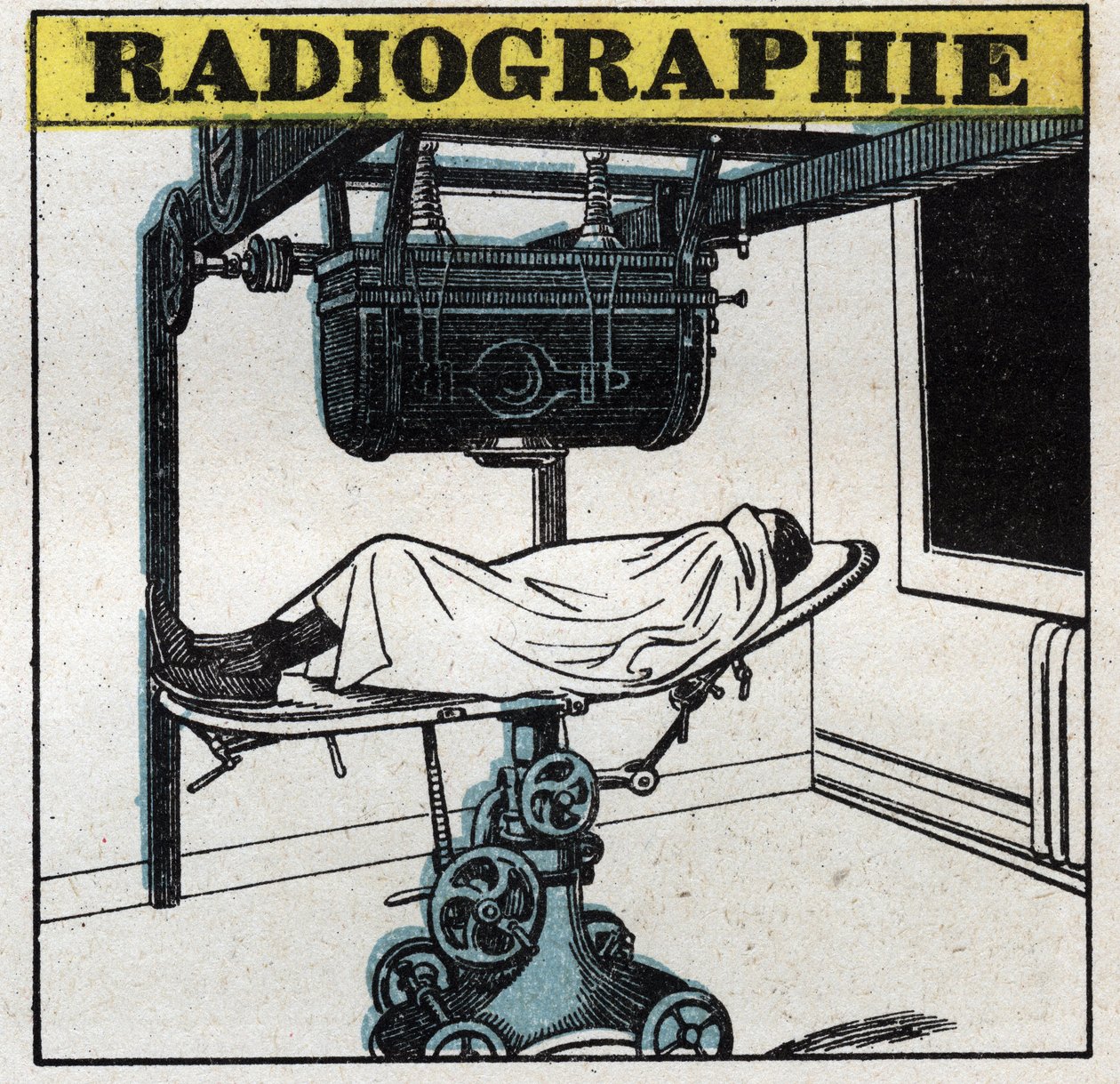 Raios-x: Aparelho de raios-x. Ilustração anónima de 1925. Coleção privada. de Anonymous Anonymous