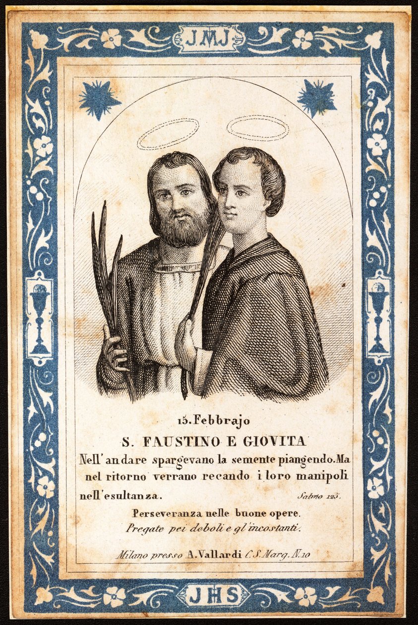 os mártires Saint Faustin e Saint Jovite Pious imagem. Cartão Postal. O início do século XX. Colecção Privada. de Anonymous Anonymous