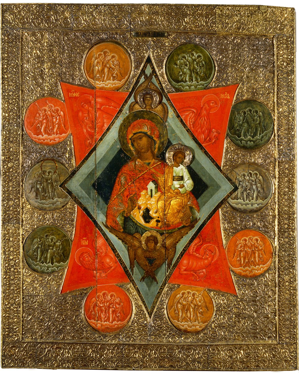 Mãe de Deus da sarça ardente, meados do século XVI. de Anonymous Russian icon painter