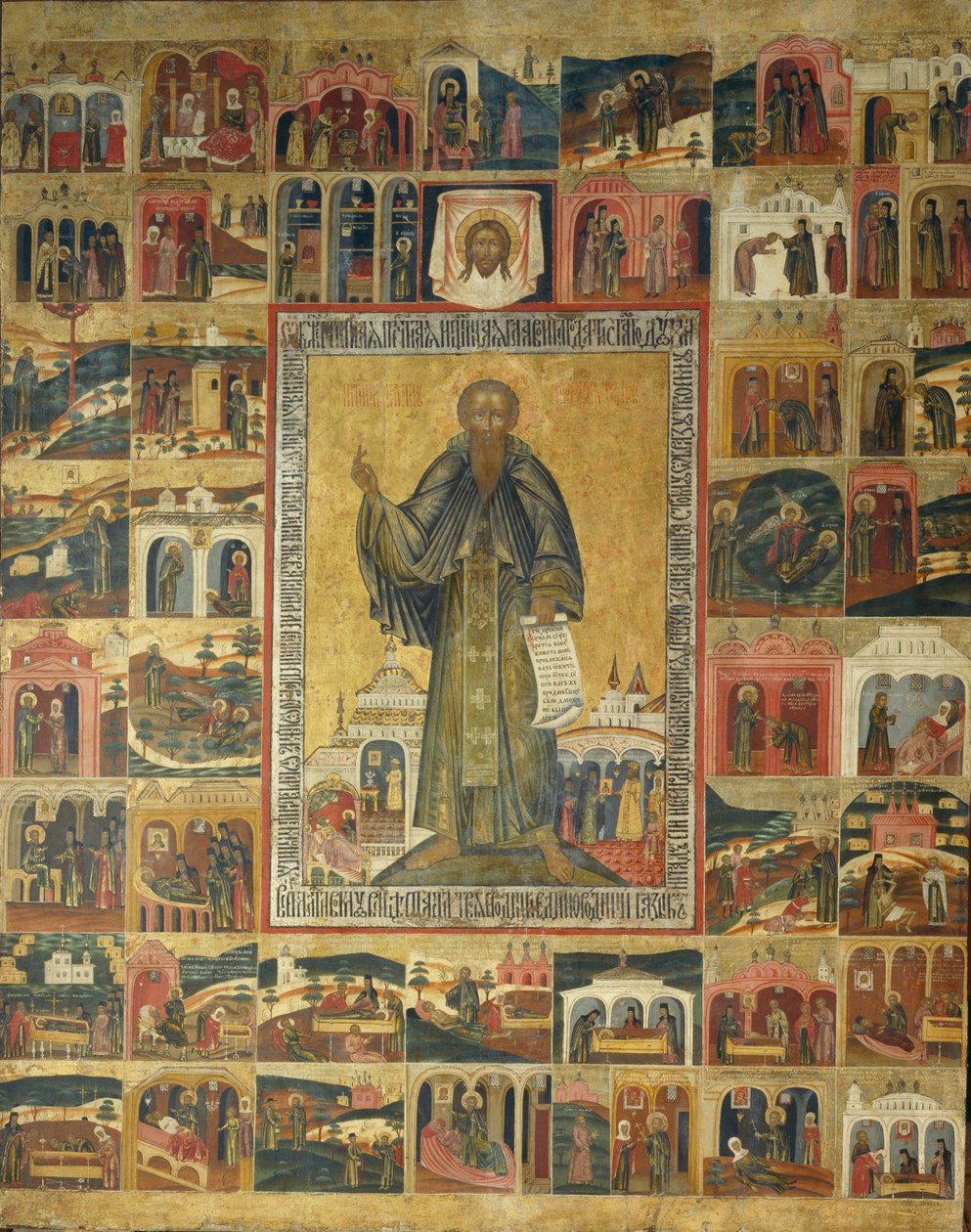 São Cirilo do Lago Branco com cenas de sua vida, século XVII de Anonymous Russian icon painter