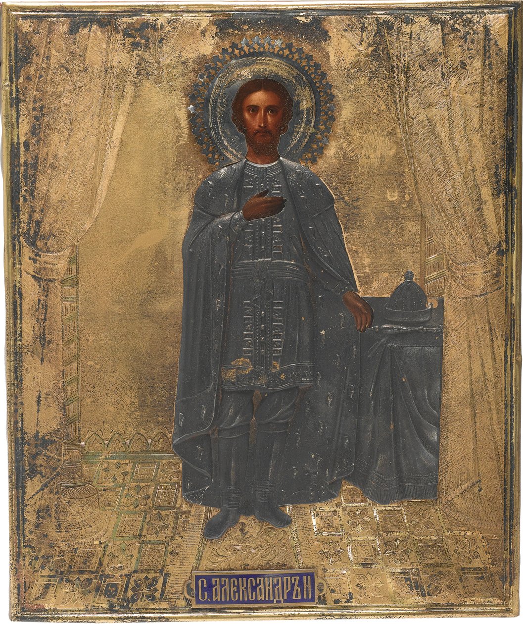 Santo Grão-príncipe Alexander Nevsky, século XIX de Anonymous Russian icon painter