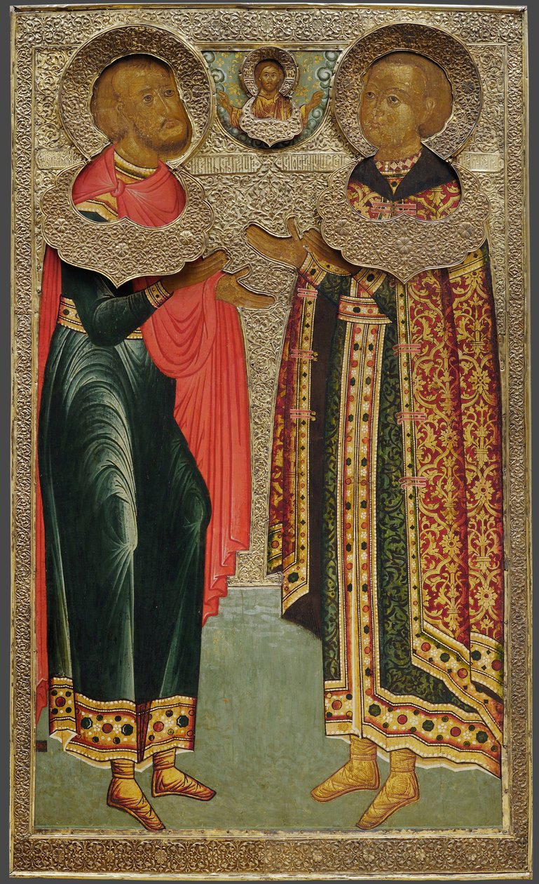 São João Sochavsky e Tsarevich Ivan Mikhailovich, 1639-1640 de Anonymous Russian icon painter