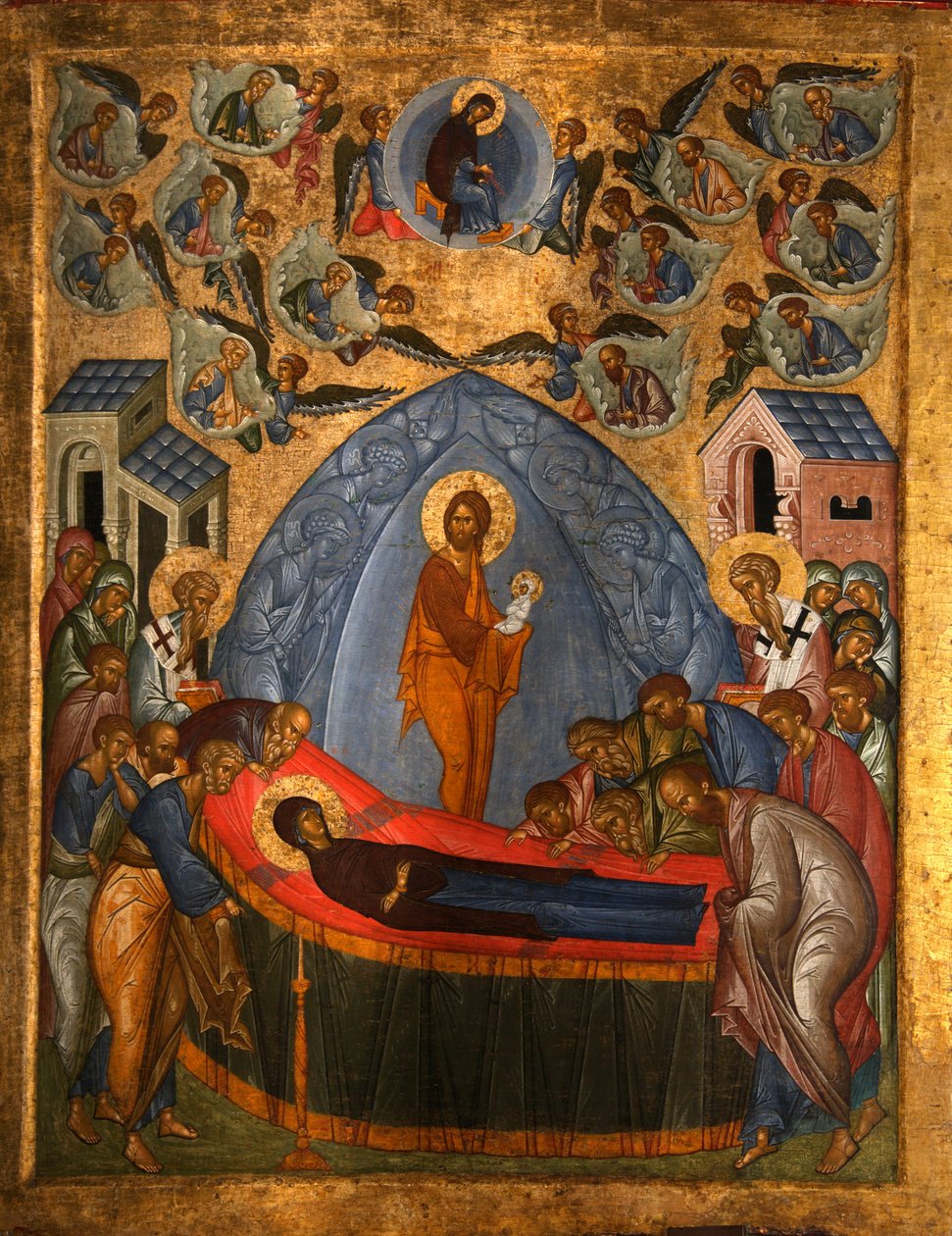 A Dormição da Virgem, século XV de Anonymous Russian icon painter