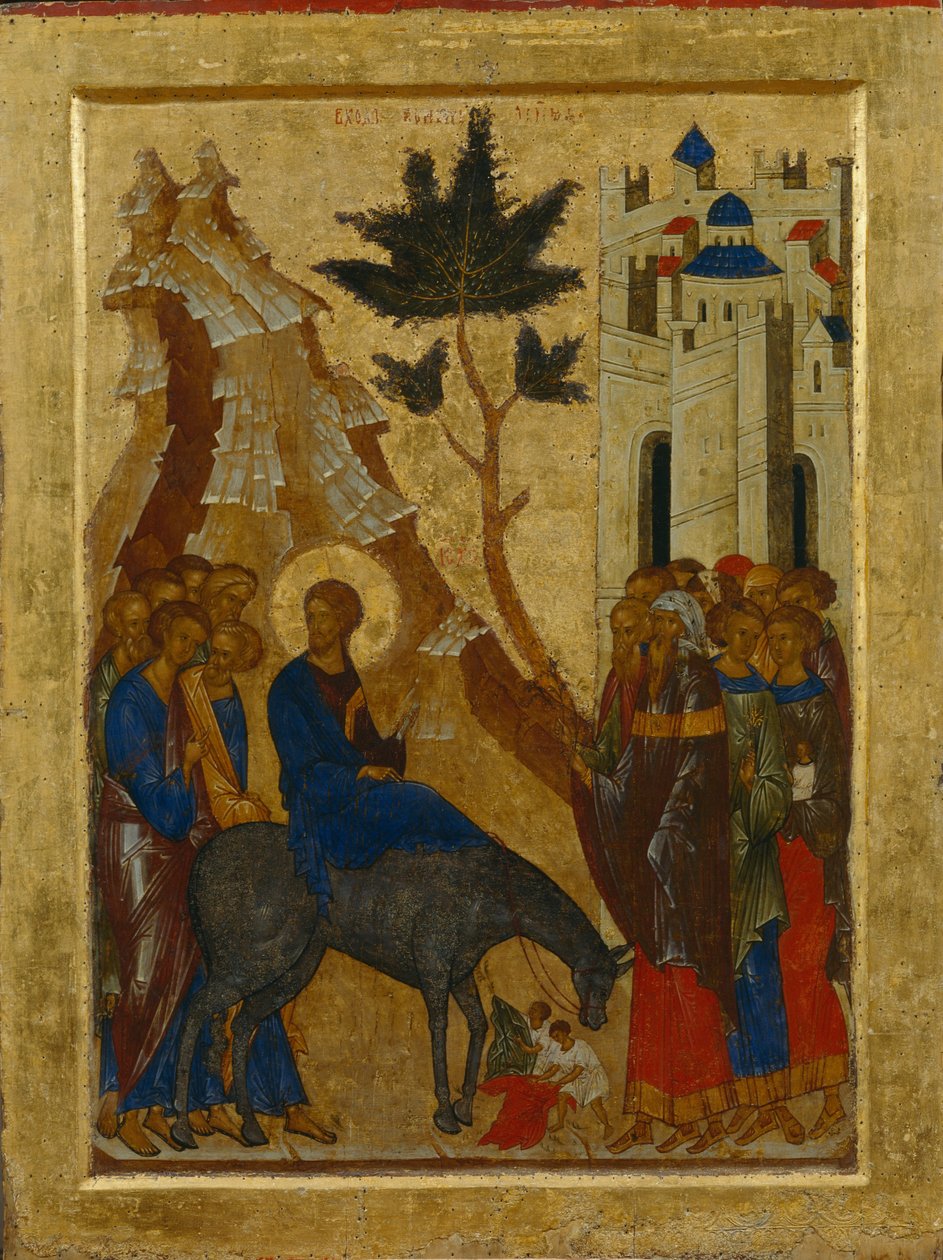 A entrada de Cristo em Jerusalém, 1497 de Anonymous Russian icon painter