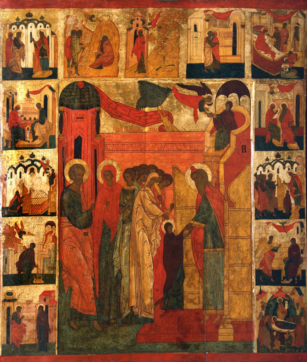 A entrada dos Santos Teotokos no templo, século XVI de Anonymous Russian icon painter