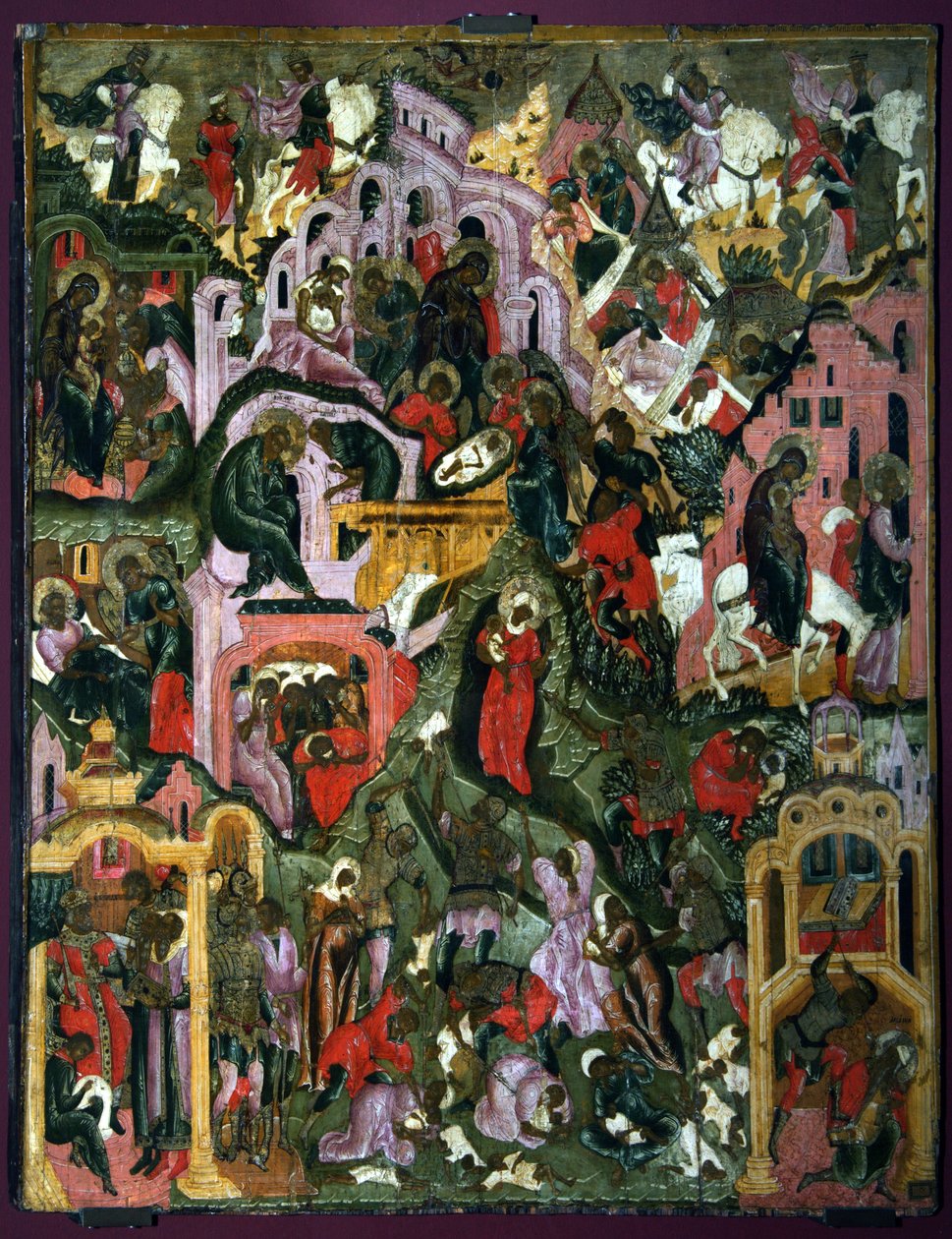 A Natividade de Cristo, segunda metade do século XVII. de Anonymous Russian icon painter