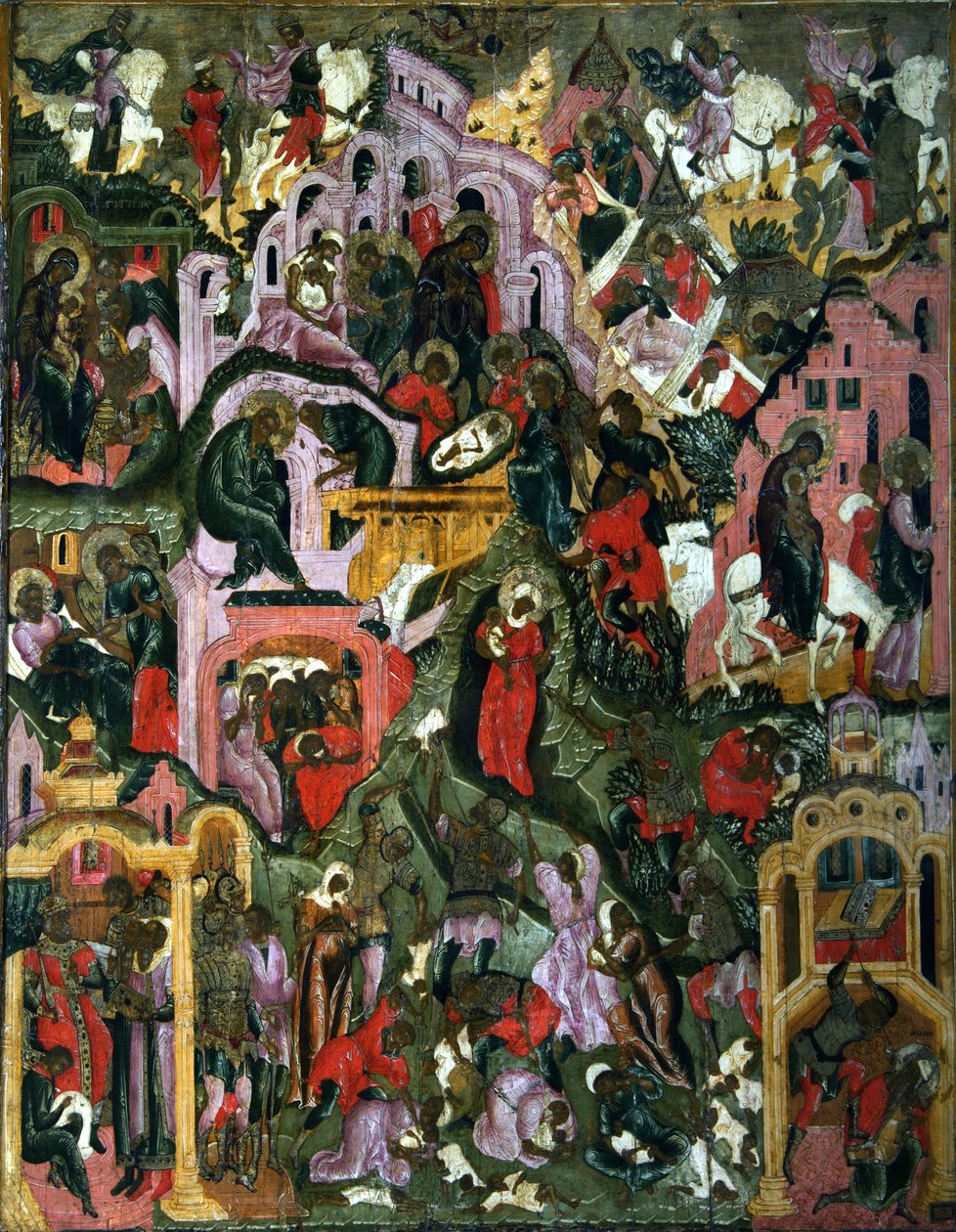 A Natividade de Cristo A Noite Santa, segunda metade do século XVII. de Anonymous Russian icon painter
