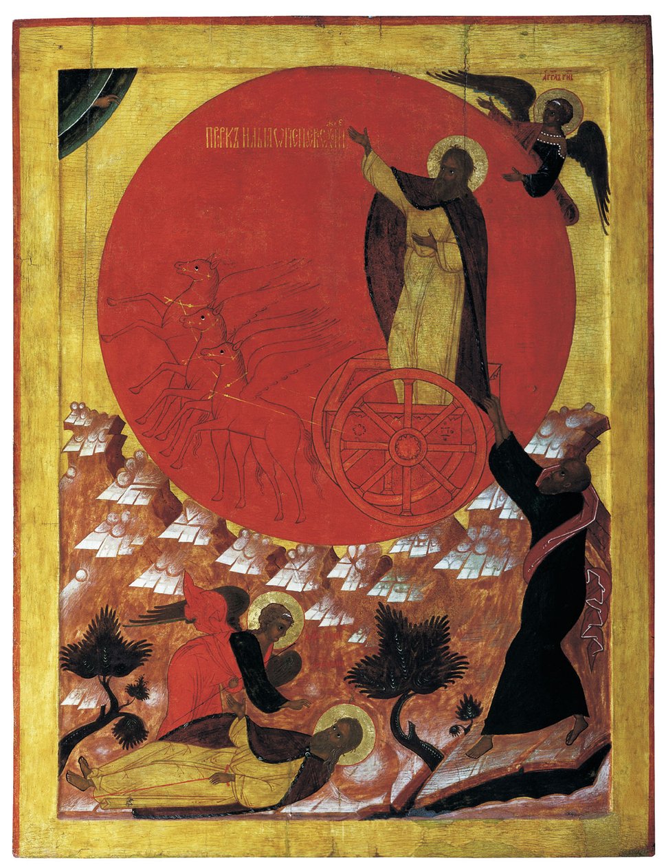 O Profeta Elias e a Carruagem Ardente, década de 1570 de Anonymous Russian icon painter