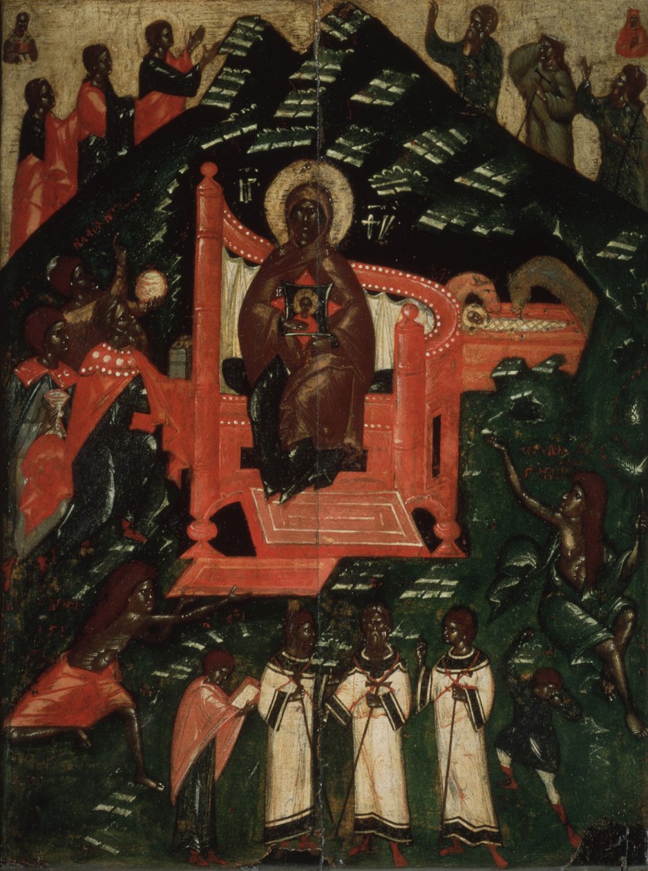 A Sinaxia da Virgem, final do século XIV. de Anonymous Russian icon painter