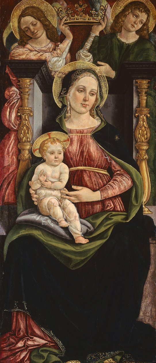 Virgem e Menino entronizados com dois anjos segurando uma coroa, 150515. de Ansano Ciampanti