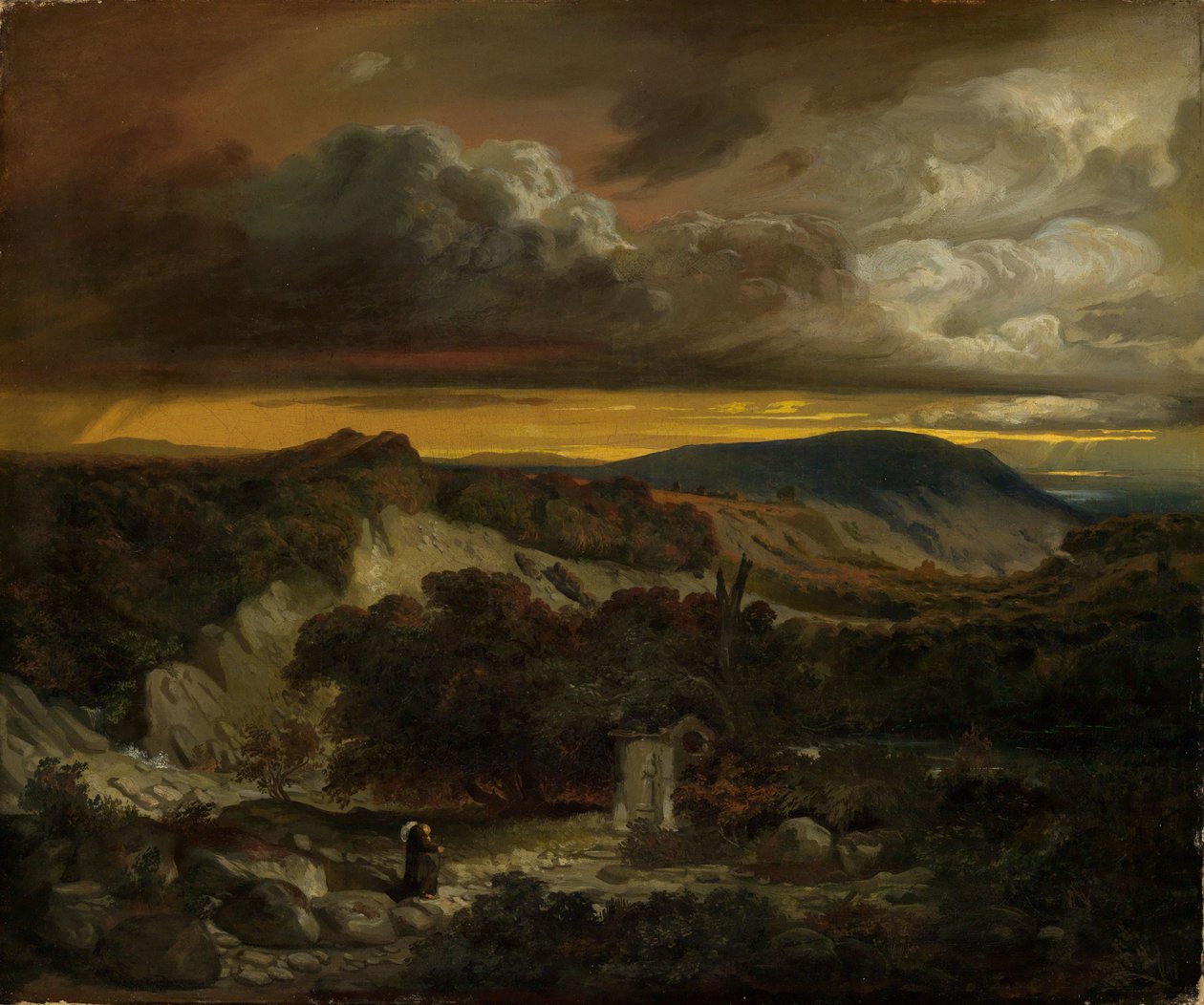 Paisagem noturna com um eremita a regressar a casa de Anselm Feuerbach