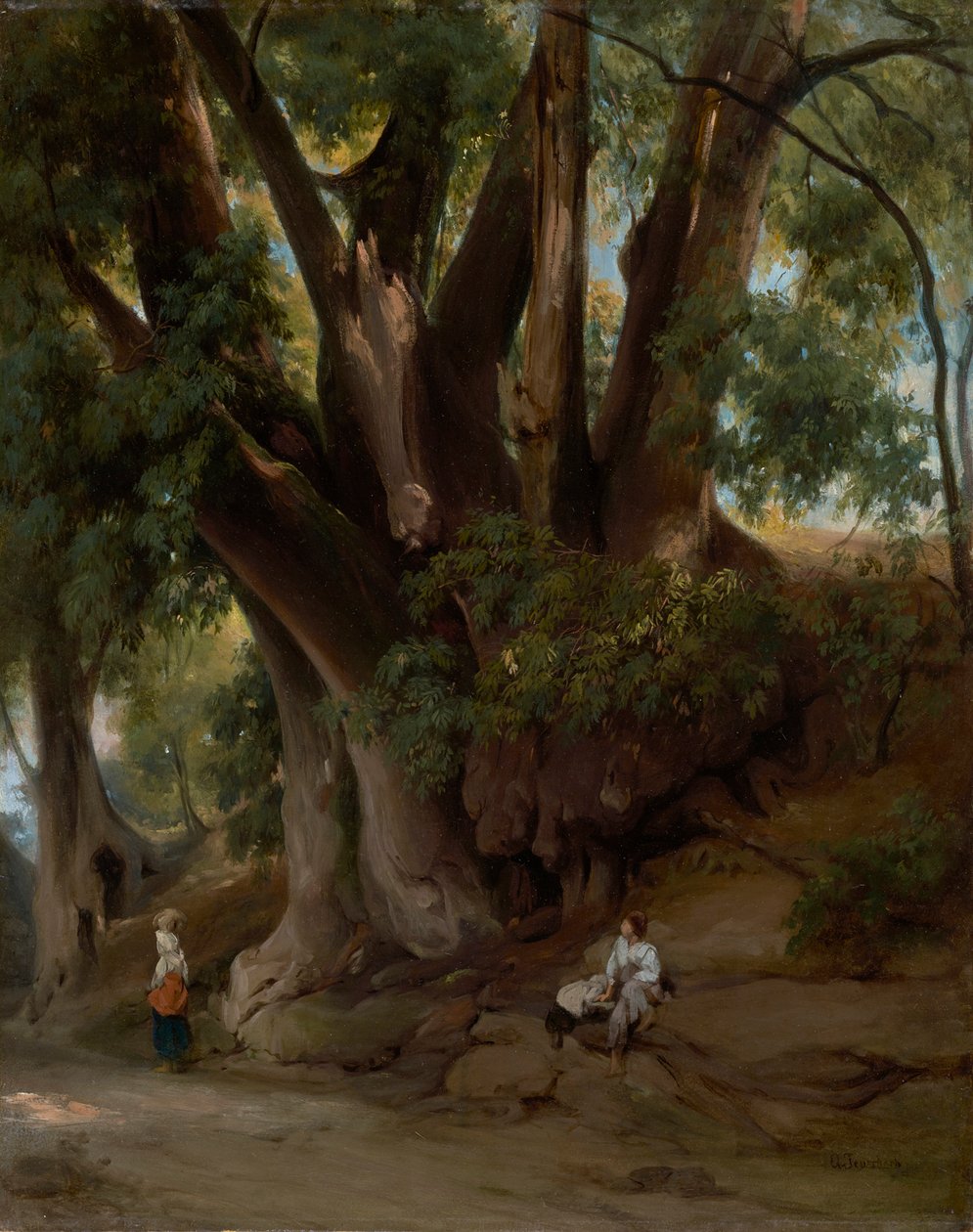 Paisagem arborizada italiana (estrada perto de Albano) de Anselm Feuerbach