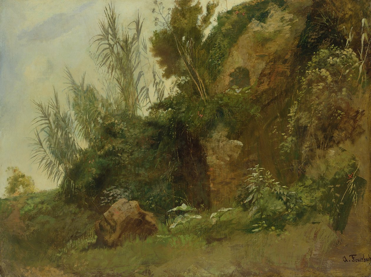 Estudo da paisagem em banhos de Caracalla de Anselm Feuerbach
