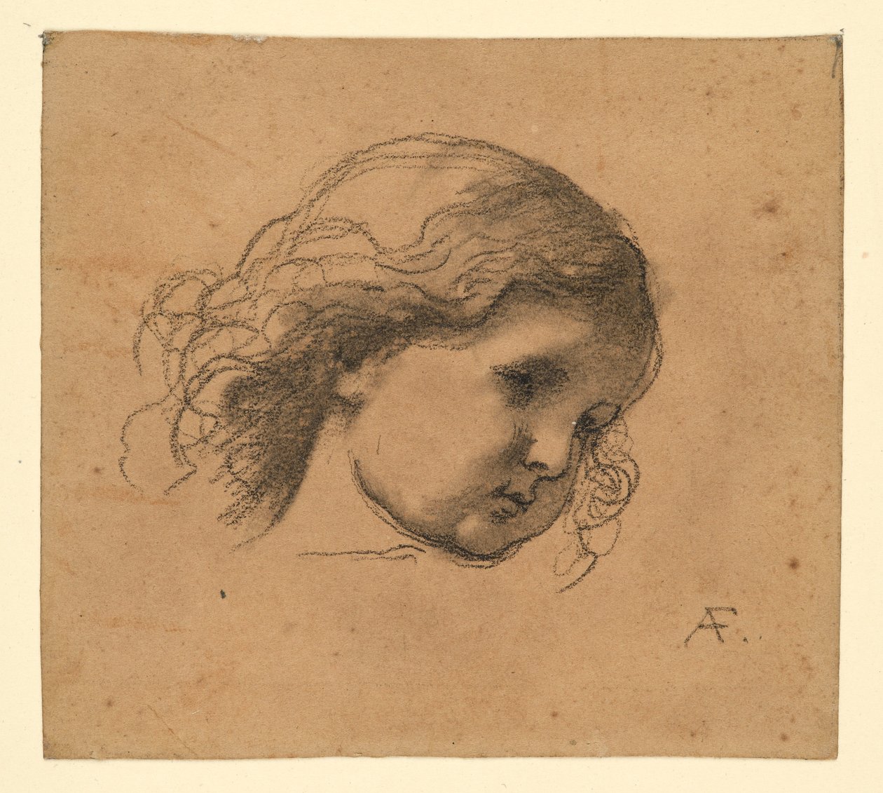 Cabeça encaracolada de uma criança de Anselm Feuerbach