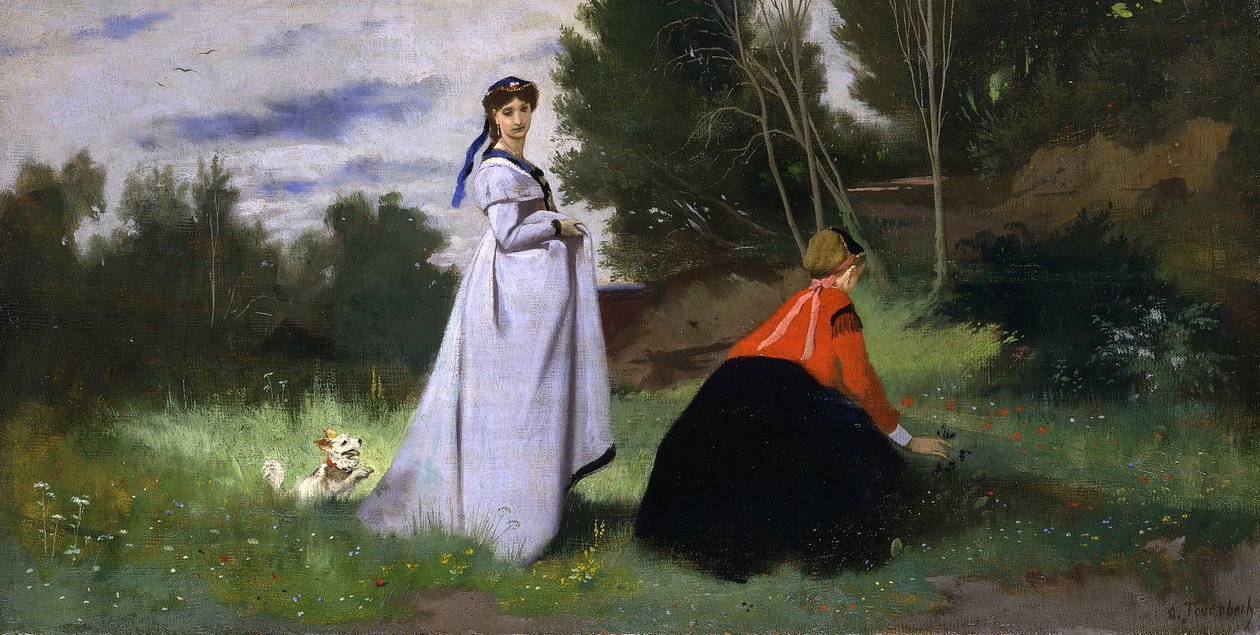 Duas senhoras em uma paisagem, 1867. de Anselm Feuerbach