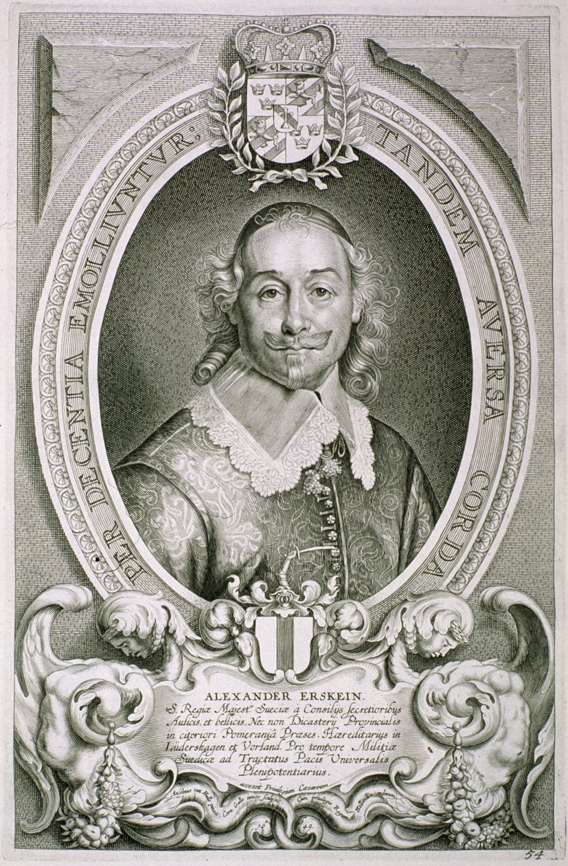 Alexander Erskein (d.1656) de &39;Portraits of Illustrious Men&39;, gravado por Cornelis Galle, publicou 1706 de Anselmus van Hulle