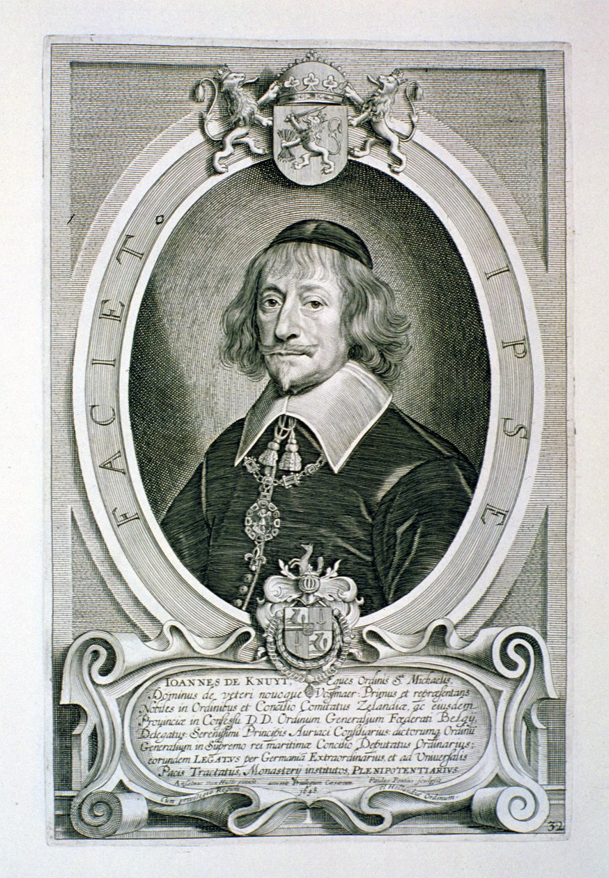 Johann van Knuyt (1587-1654), de &39;Portraits of Illustrious Men&39;, gravado por Paulus Pontius (1603-58), publicou 1706 de Anselmus van Hulle