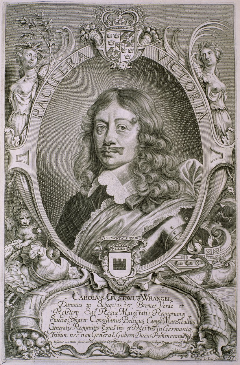 Karl Gustav Wrangel (1603-73) de "Retratos de Homens Ilustres", gravado por Petrus de Iode, publicado em 1706 de Anselmus van Hulle