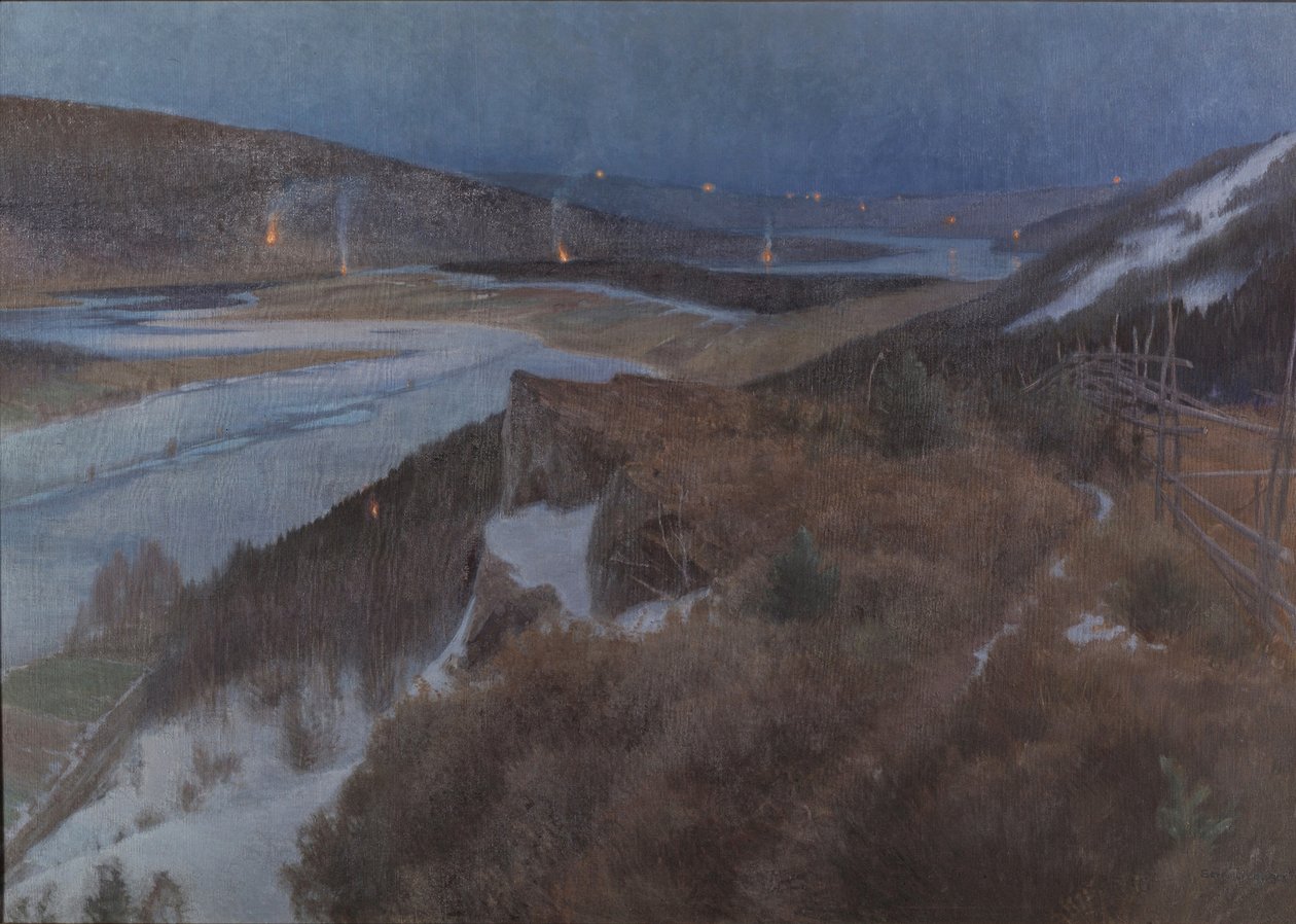 Noite de Walpurgis em Bergslagen, Grangärde em Dalarna, 1896 de Anshelm Leonard Schultzberg