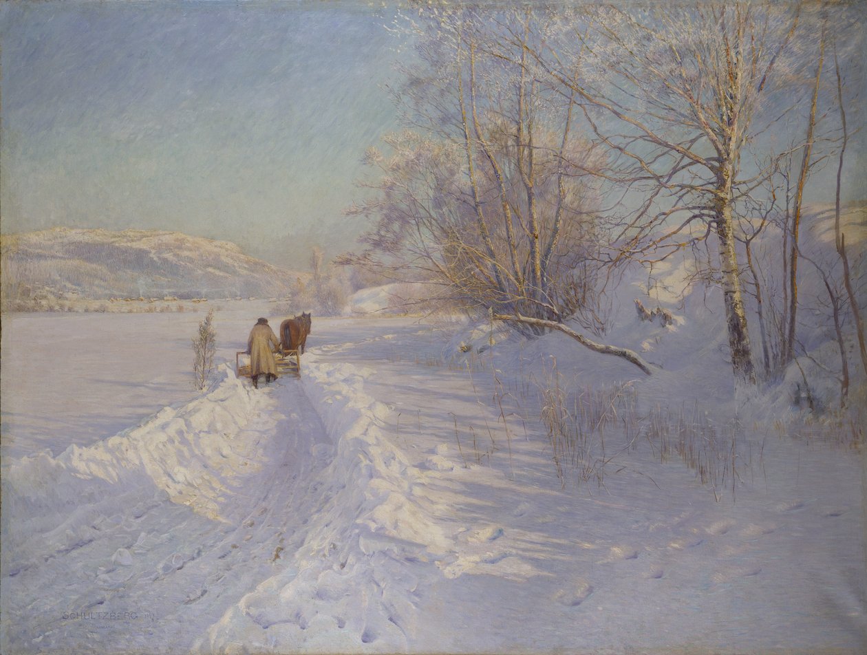 Uma manhã de Inverno depois de uma queda de neve em Dalarna de Anshelm Schultzberg