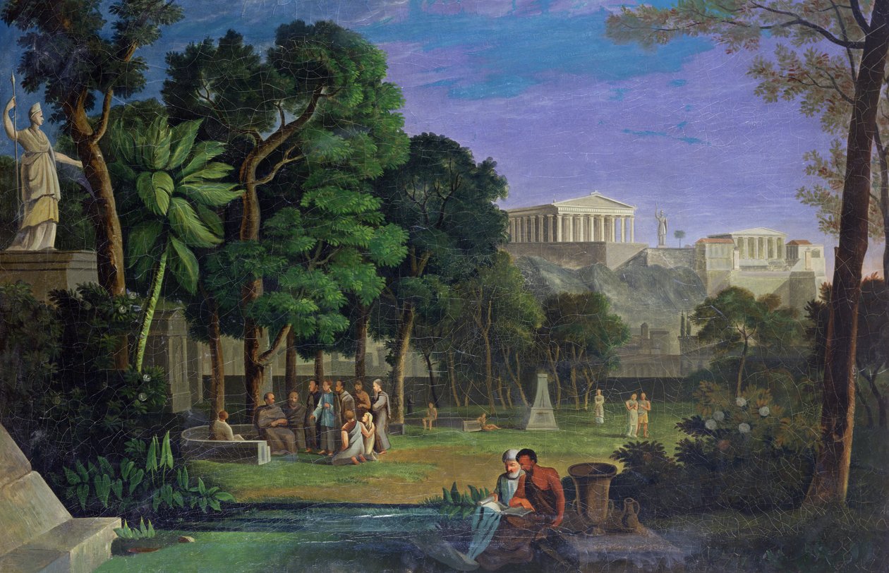 O Jardim dos Filósofos, Atenas, 1834 de Antal Strohmayer