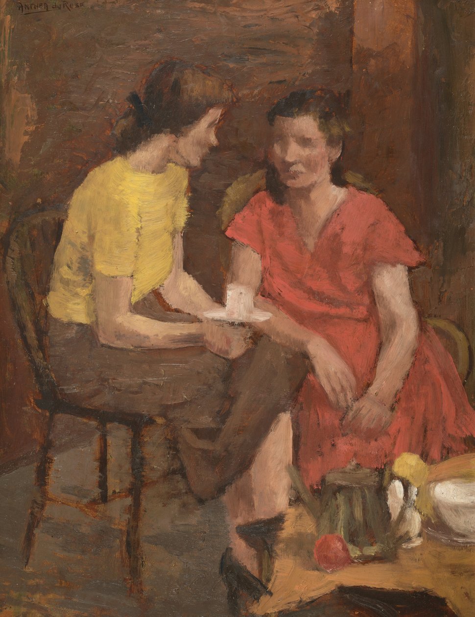 Tea-Break (óleo a bordo) de Anthea Durose