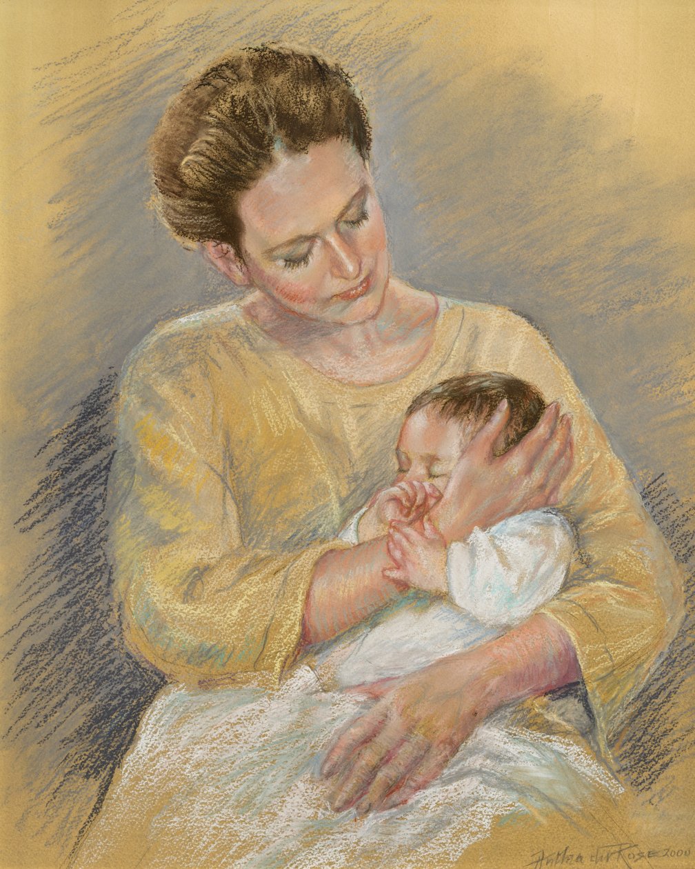Vanessa Macdonald-Haig com o neto Toby, 2000 (pastel) de Anthea Durose