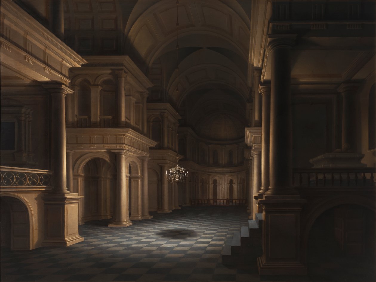 O interior de uma igreja, c.1640-45 de Anthonie Delorme