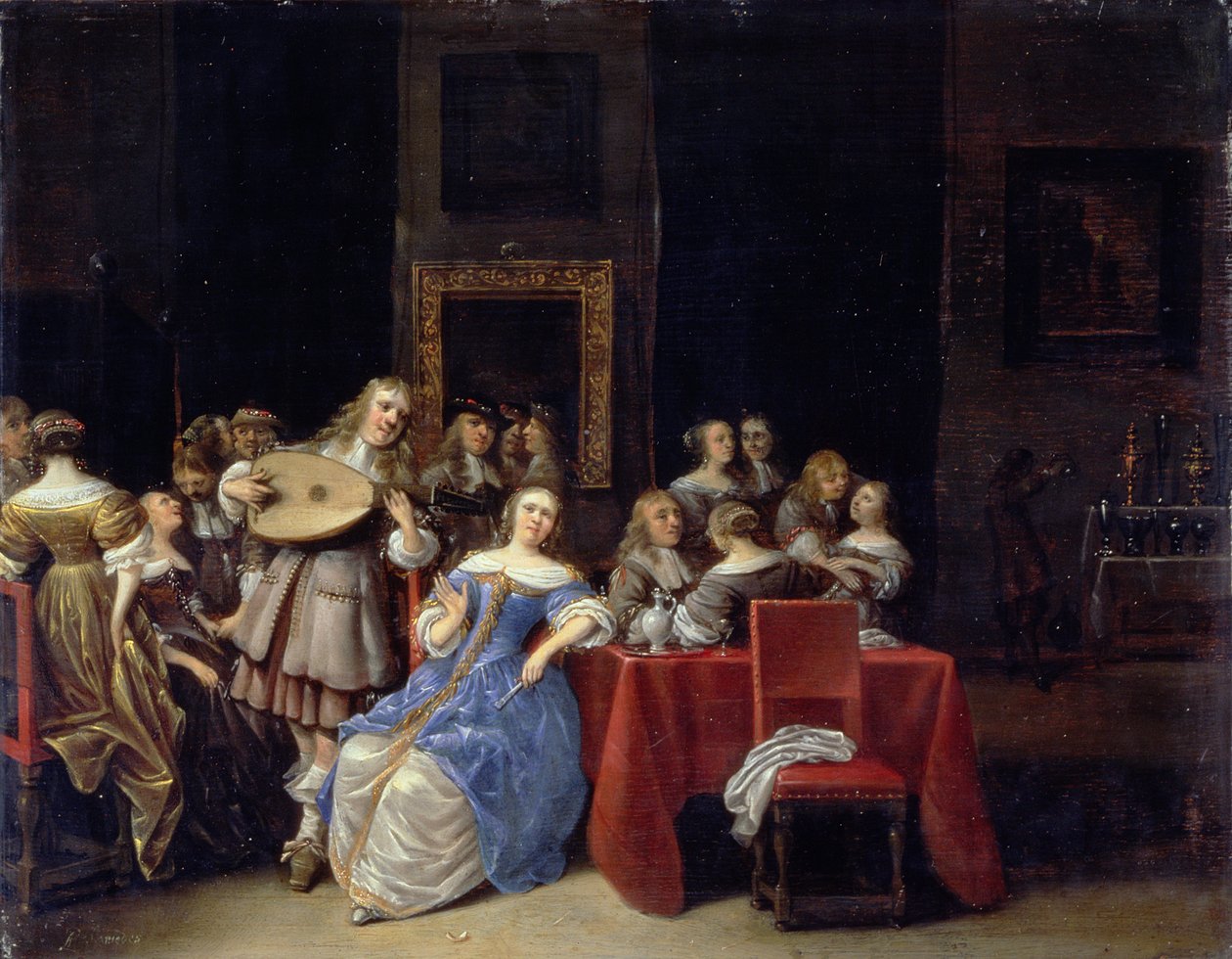 Uma festa musical, 1660s (painel) de Anthonie Palamedesz