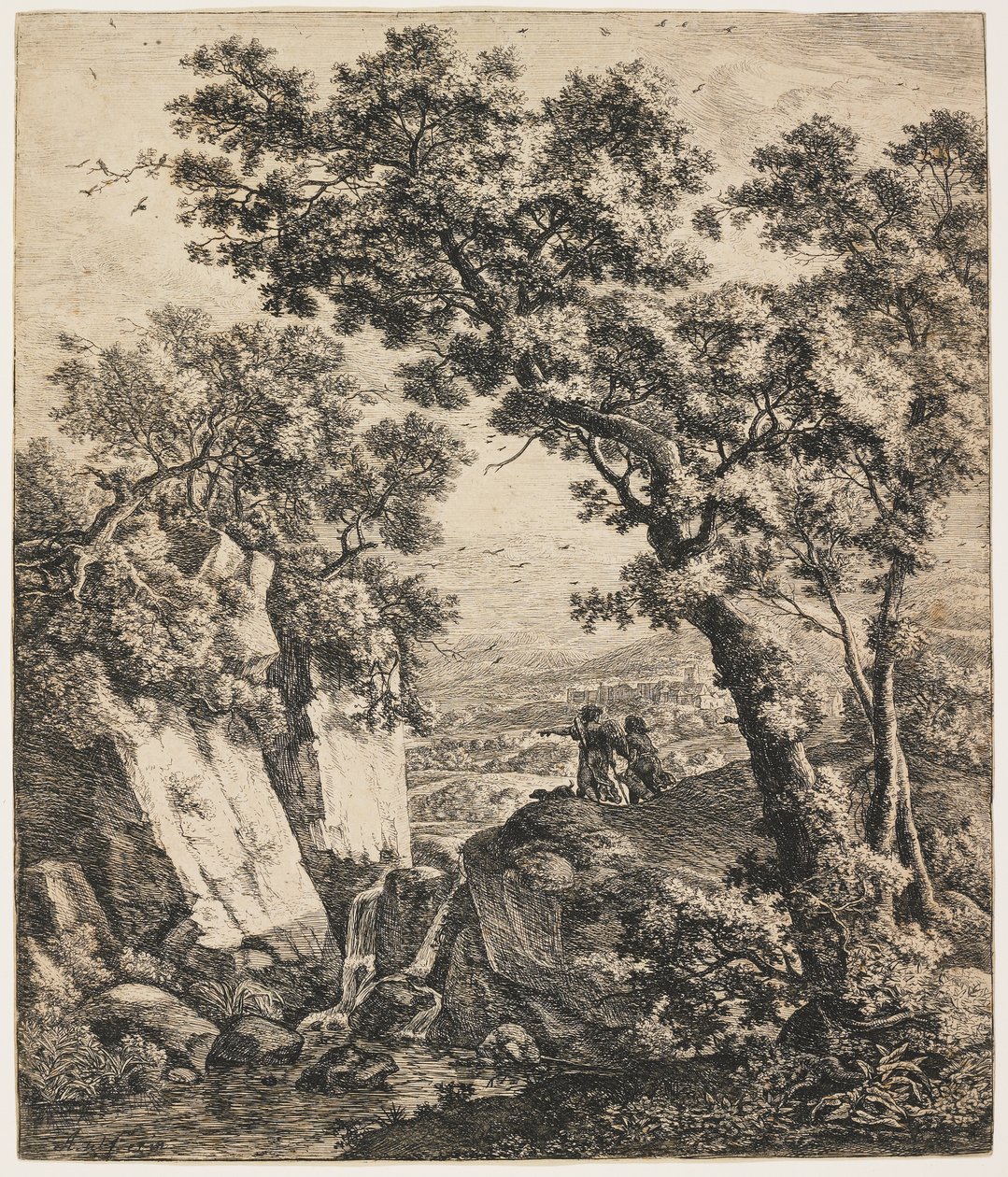 Paisagem com Tobias e o Anjo, c. 1660 de Anthonie Waterloo