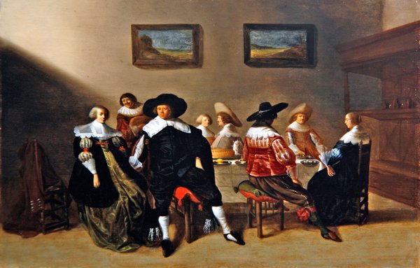 Um café da manhã de casamento (óleo sobre painel) de Anthonie  Palamedesz